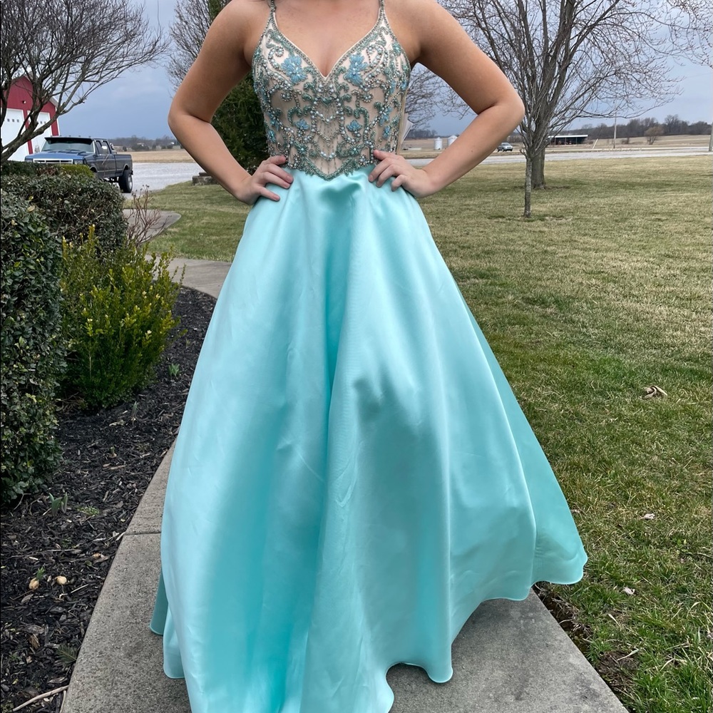 Pure Couture mint blue prom formal ballgown dress size 4, new with tags